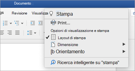 Screenshot del menu Dimmi