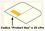 Codice Product Key situato all'interno della confezione su un'etichetta sul lato sinistro della custodia