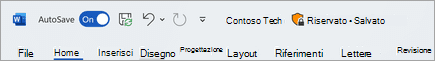 Screenshot della barra del titolo di un file con etichetta Riservato.