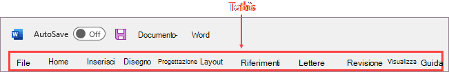Schede sulla barra multifunzione