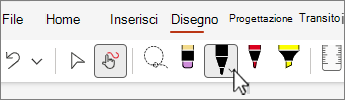 Screenshot della scheda Disegno con le penne.