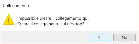 Avviso di collegamento in Windows 10