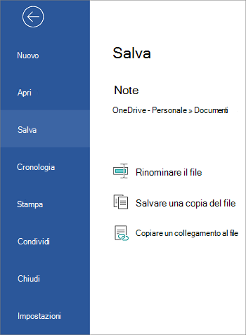 Salvare il file