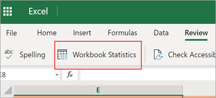 Mostra l'opzione di menu Statistiche cartella di lavoro