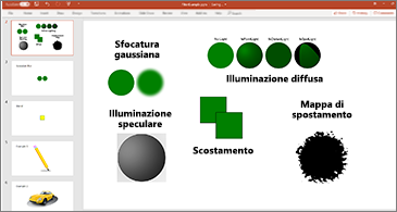 Diapositiva con esempi di filtri SVG