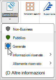 Menu Etichette di riservatezza