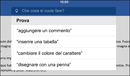 Usare il linguaggio naturale per indicare allo strumento Dimmi cosa si vuole fare.