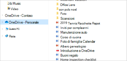 Esplora file apri con OneDrive-Personal selezionato