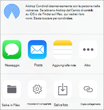 Screenshot del pulsante Salva foto nell'app OneDrive in iOS