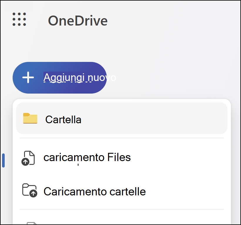 Screenshot dello spostamento di un file in un'altra cartella in OneDrive.