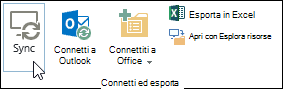 Sync option on the Library tab in the ribbon