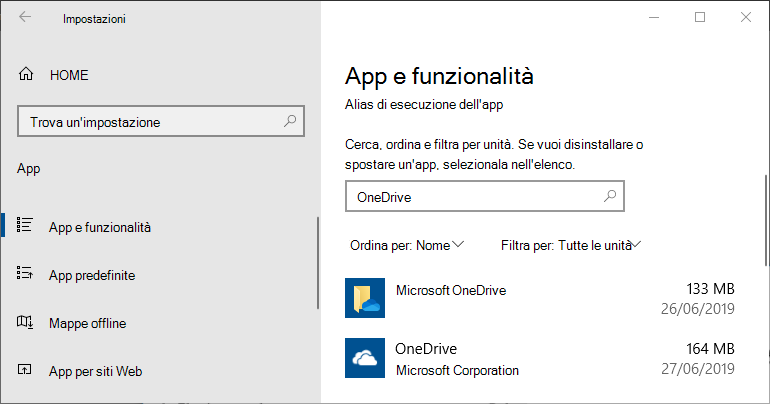 Impostazioni dell'app OneDrive in Windows