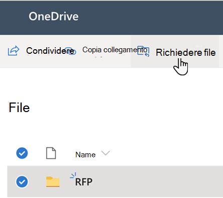 Interfaccia utente della richiesta di file