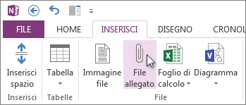 Inserire un file nelle note come allegato