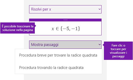 Pulsante Mostra passaggi nel riquadro attività Matematica