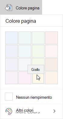 Opzioni per i colori di pagina in OneNote per Windows 10