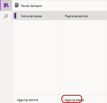 Aggiungi pagina di OneNote