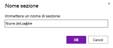 Sezione canale di OneNote