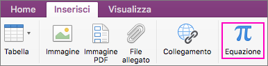 Fare clic sulla scheda Inserisci e selezionare Equazione