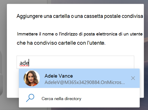 Screenshot su Condivisi con me per aggiungere una cartella o una cassetta postale condivisa