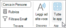 Pulsante Tutte le app in Outlook per Windows