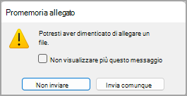 Immagine della finestra di dialogo Promemoria allegato.