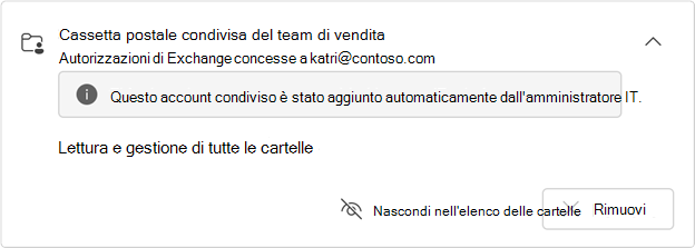 Scheda della cassetta postale condivisa mappata automaticamente