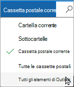 Usare il menu a discesa per selezionare una cassetta postale o una sottocartella diversa.