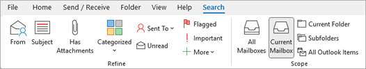 Sulla barra multifunzione selezionare con allegati per cercare elementi che includono file.