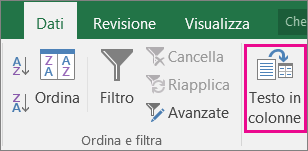Scegliere testo dati > in colonne