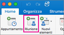 Pulsante Riunione in Mac 2016