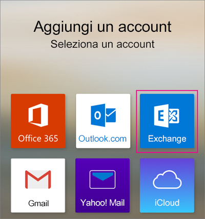 Aggiungere un account Exchange
