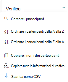 Ordinare e cercare partecipanti