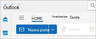 Screenshot della nuova barra multifunzione di Outlook