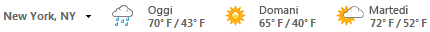 Barra meteo di Outlook