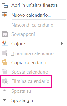 Il comando Elimina non è disponibile