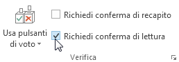 Comando Richiedi conferma di lettura sulla barra multifunzione