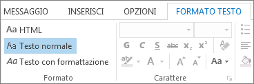 Opzioni relative al formato dei messaggi nella scheda Formato testo