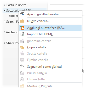 Aggiunta di un feed RSS