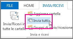 Screenshot del pulsante Invia tutto in Outlook 2013.
