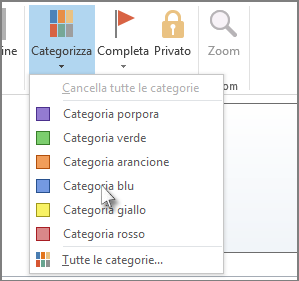 Fare clic su Categorizza e selezionare una categoria.