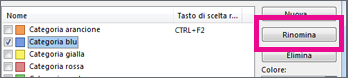 Fare clic sulla categoria e quindi su Rinomina.