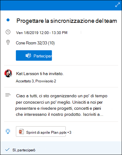 Calendar Anteprima rapida per Outlook per il web.