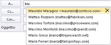 Elenco di completamento automatico