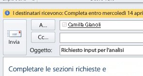 Contrassegni e promemoria per i destinatari visualizzati nella barra informazioni del messaggio.