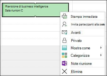 Fare clic con il pulsante destro del mouse per eliminare un appuntamento.
