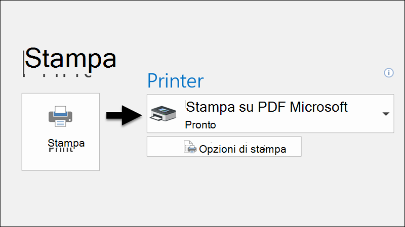 Usare il comando Stampa per stampare un messaggio di posta elettronica su un file PDF.