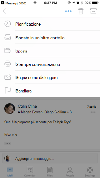 Agire su un messaggio
