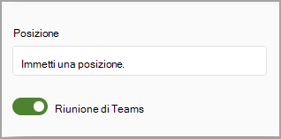 Immagine dell'interruttore e dello spazio della riunione di Teams per accedere al luogo della riunione.