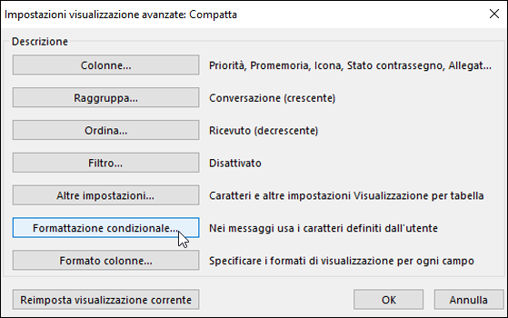 Impostazioni visualizzazione avanzate